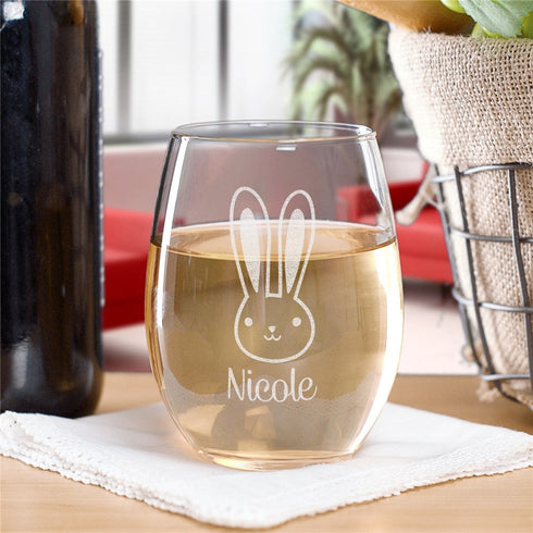 Engraved Bunny Stemless Wine Glass - Sunny Jar Personalized™