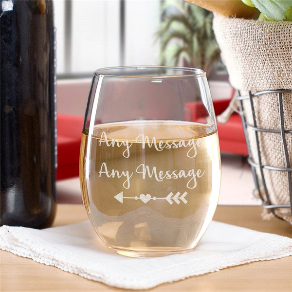 Engraved Any Message Stemless Wine Glass - Sunny Jar Personalized™