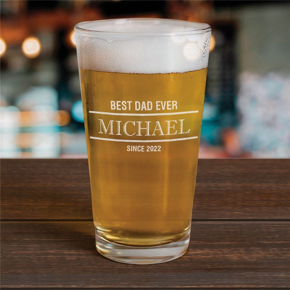 Engraved Best Dad Ever Beer Glass - Sunny Jar Personalized™