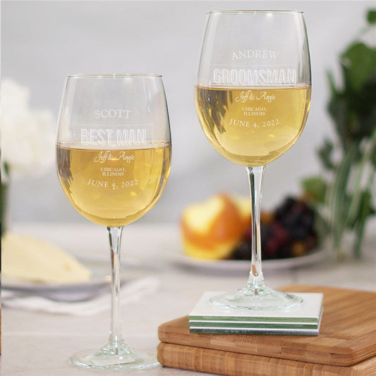 Engraved Wedding Party Wine Glass - Sunny Jar Personalized™