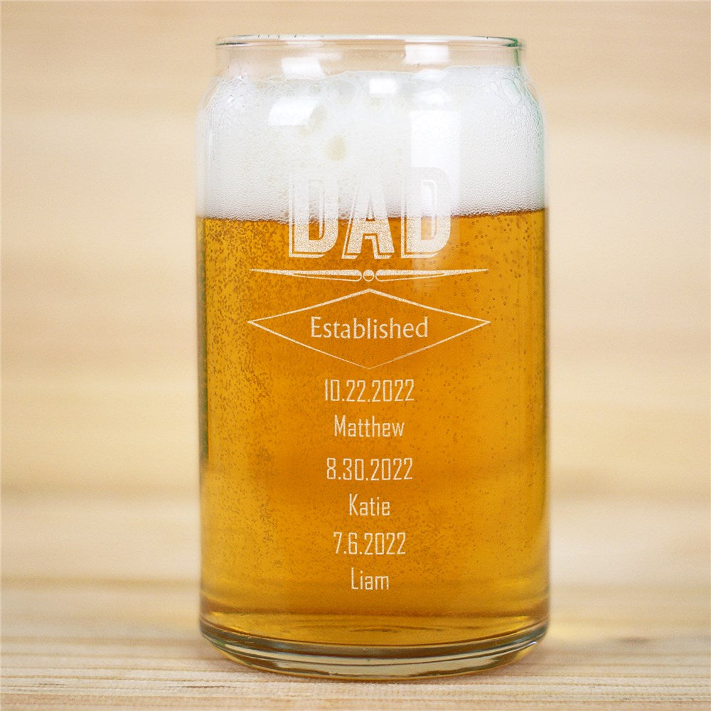 Engraved Established Beer Can Glass - Sunny Jar Personalized™