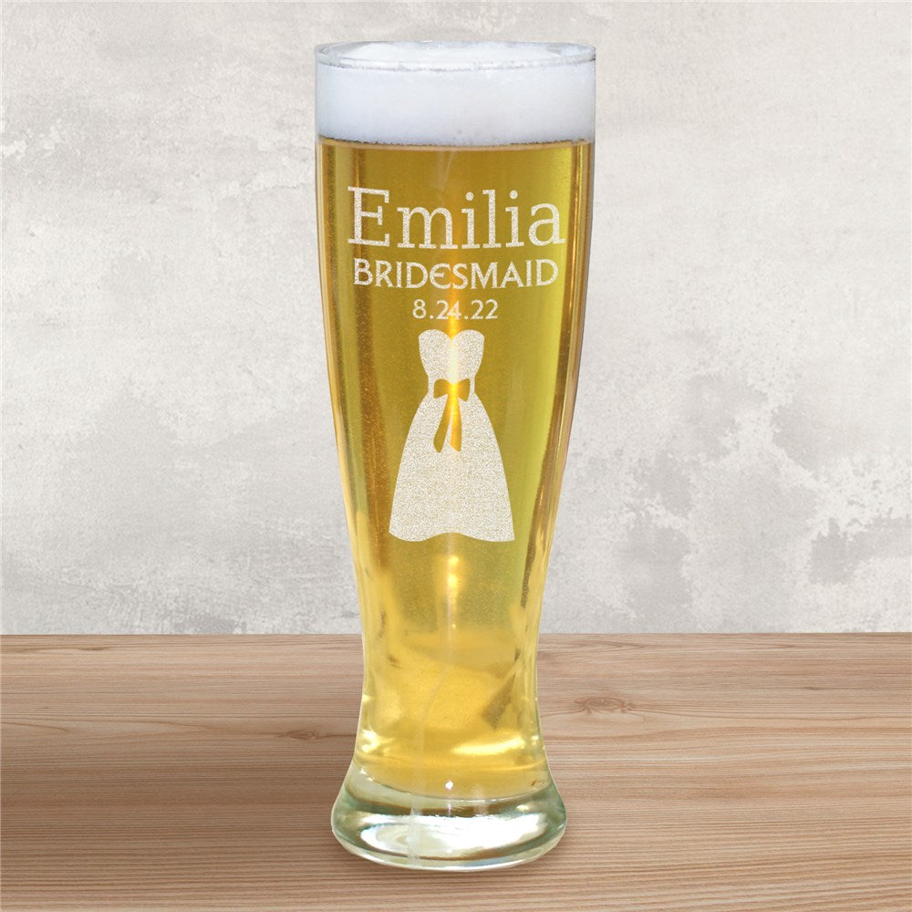 Personalized Wedding Party Pilsner Glass - Sunny Jar Personalized™