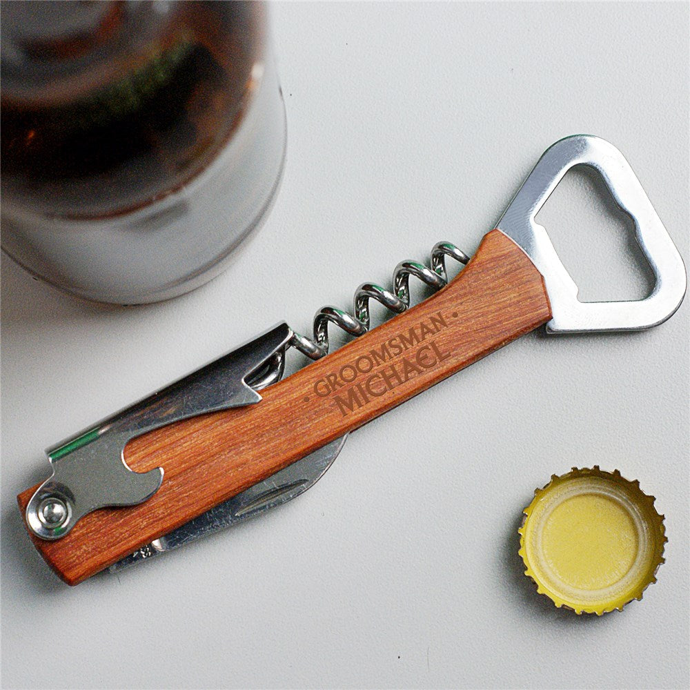 Engraved Groomsmen Dots Can & Wine Opener - Sunny Jar Personalized™