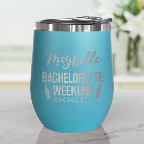 Engraved Bachelorette Weekend Stemless Wine Tumbler - Sunny Jar Personalized™