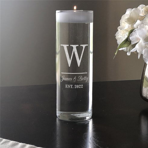 Engraved Initial and Couples Names Candle Vase - Sunny Jar Personalized™