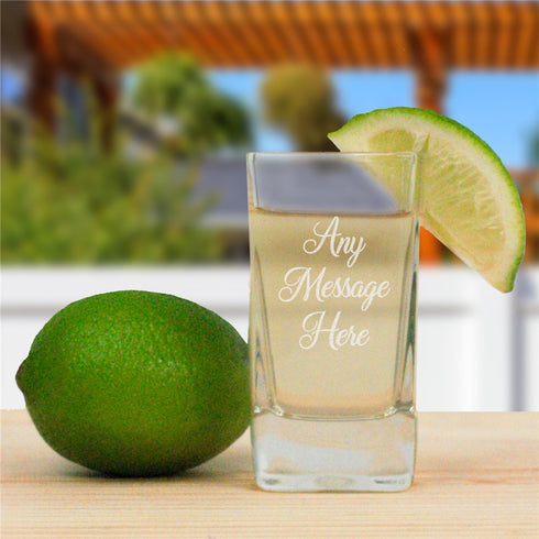 Personalized Any Message Script Square Shot Glass - Sunny Jar Personalized™