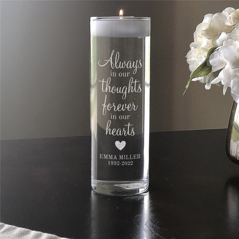 Engraved Always In Our Thoughts Candle Vase - Sunny Jar Personalized™