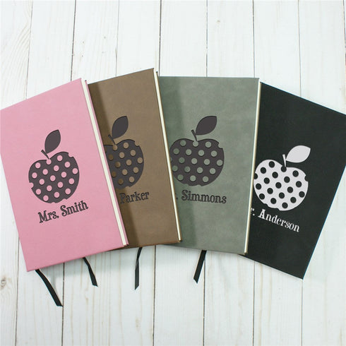 Personalized Polka Dot Apple Leather Journal - Sunny Jar Personalized™