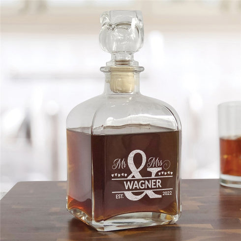 Engraved Mr and Mrs Ampersand Decanter - Sunny Jar Personalized™