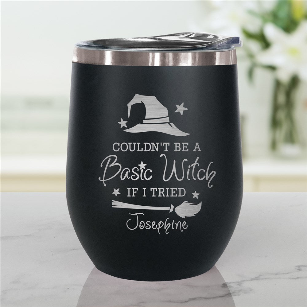 Engraved Basic Witch Stemless Wine Tumbler - Sunny Jar Personalized™