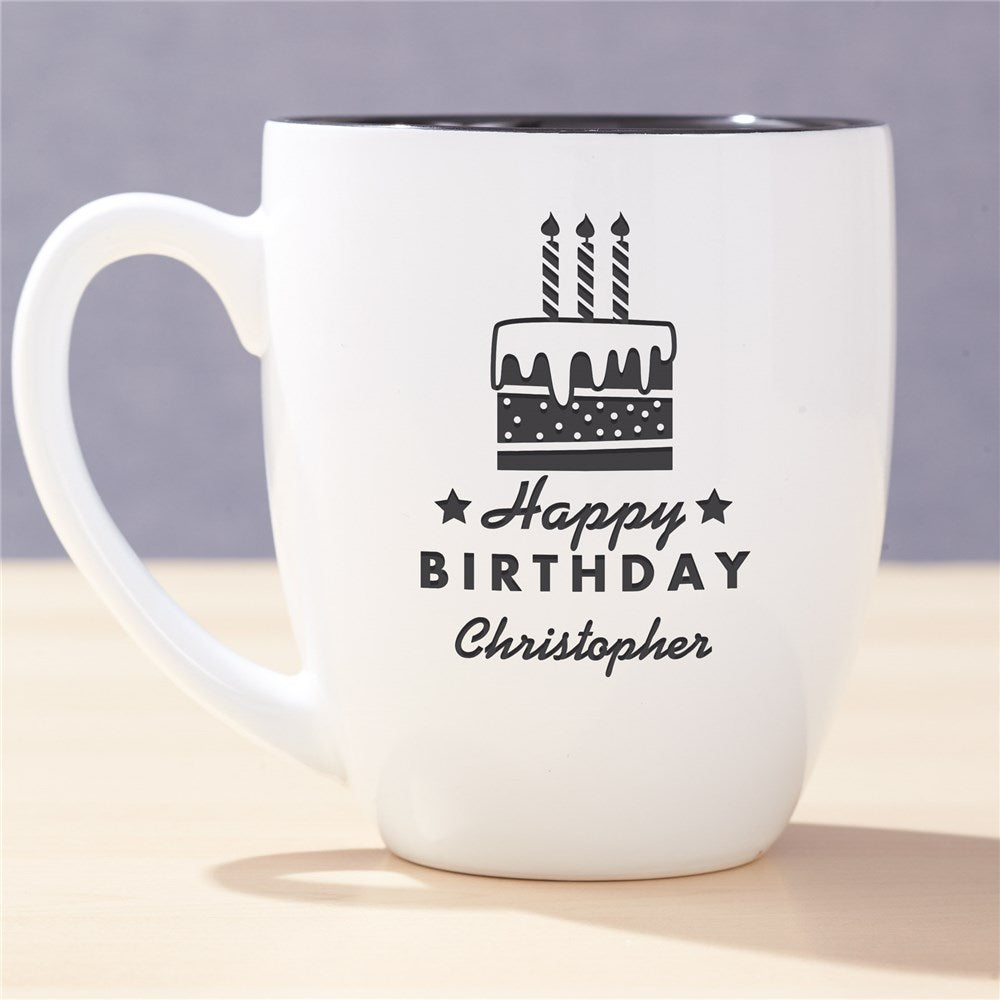 Engraved Happy Birthday Cake Bistro Mug - Sunny Jar Personalized™