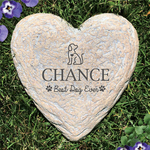 Engraved Best Dog Ever with Dog Large Heart Shaped Garden Stone - Sunny Jar Personalized™