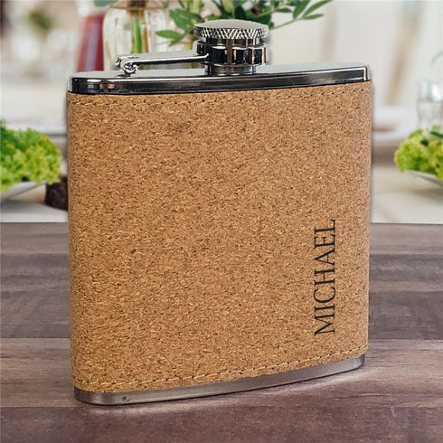 Engraved Vertical Name Cork Flask - Sunny Jar Personalized™