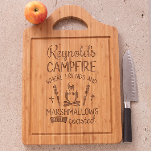 Engraved Campfire Friends & Marshmallows Cutting Board - Sunny Jar Personalized™