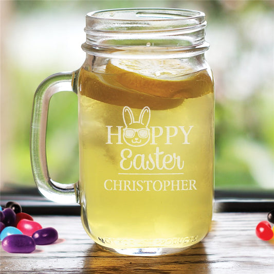 Engraved Sunglasses Bunny Happy Easter Mason Jar - Sunny Jar Personalized™