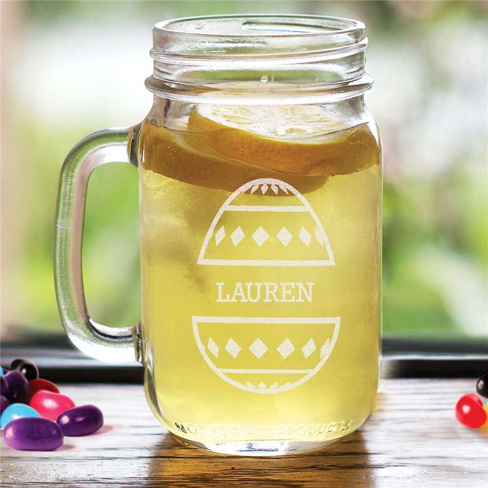 Engraved Diamond Decorated Egg with Name Mason Jar - Sunny Jar Personalized™