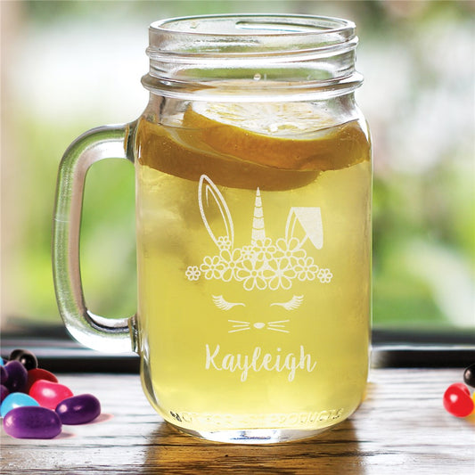 Engraved Unicorn Bunny with Name Mason Jar - Sunny Jar Personalized™