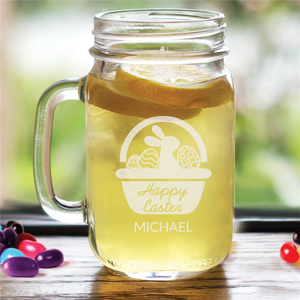 Engraved Easter Basket with Name Mason Jar - Sunny Jar Personalized™