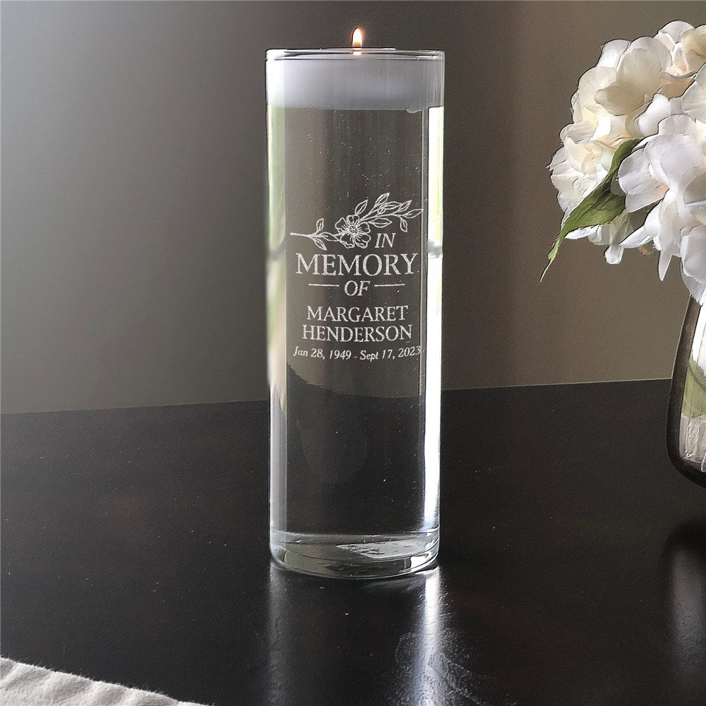 Engraved Flower Laying Candle Vase - Sunny Jar Personalized™