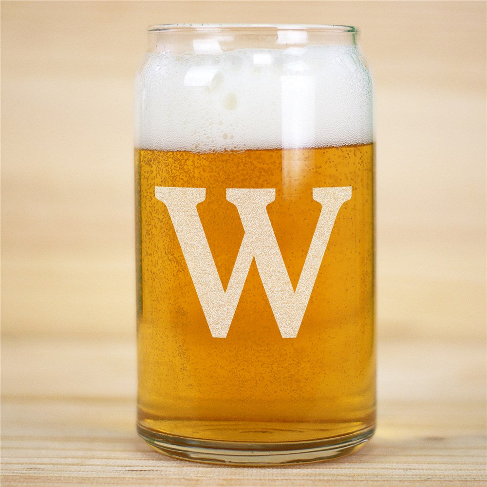 Engraved Initial Only Beer Can Glass - Sunny Jar Personalized™