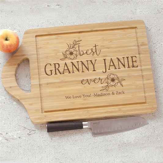 Engraved Best Ever with Flowers Cutting Board - Sunny Jar Personalized™