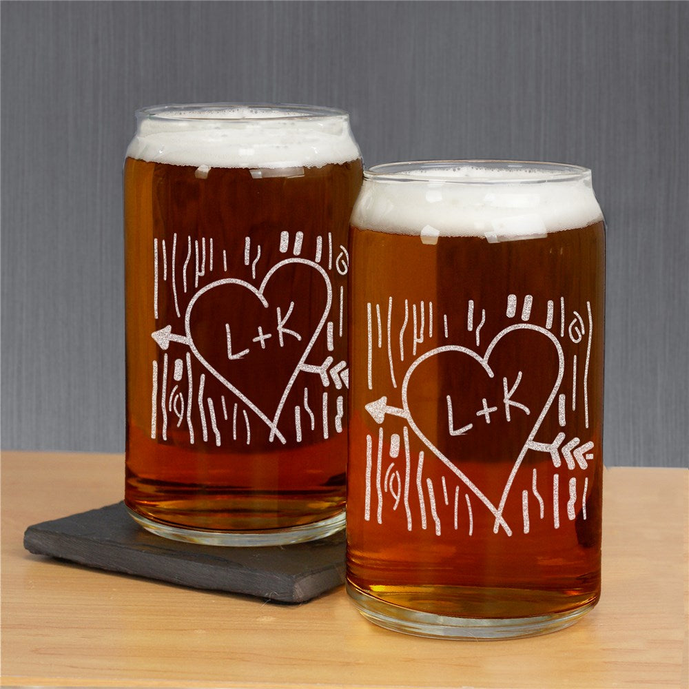 Initial Carved Beer Can glass - Sunny Jar Personalized™