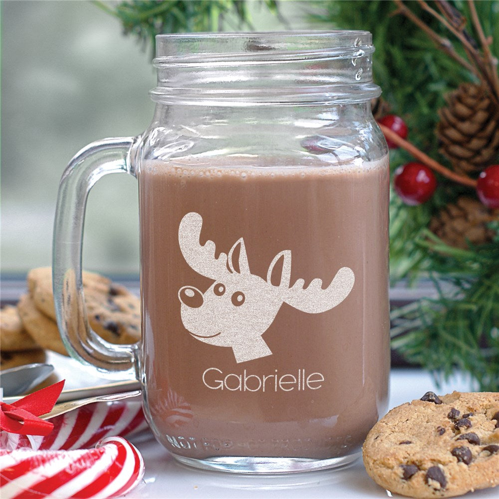 Engraved Reindeer Mason Jar - Sunny Jar Personalized™