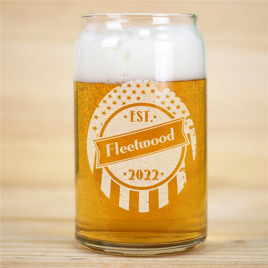 Flag Established Beer Can Glass - Sunny Jar Personalized™