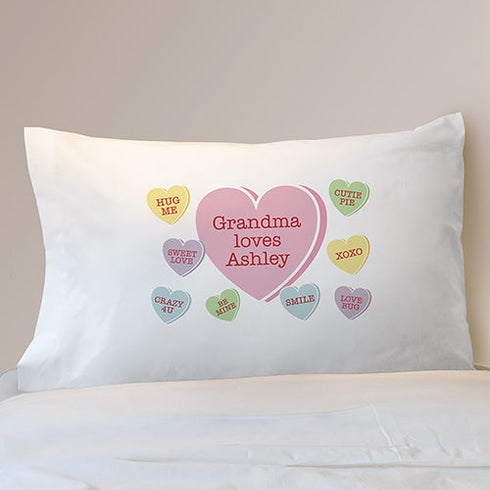 Personalized Conversation Hearts Pillowcase - Sunny Jar Personalized™