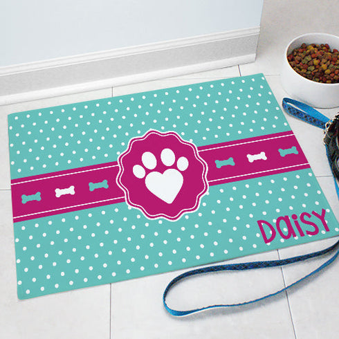 Personalized Heart Print Pet Mat - Sunny Jar Personalized™