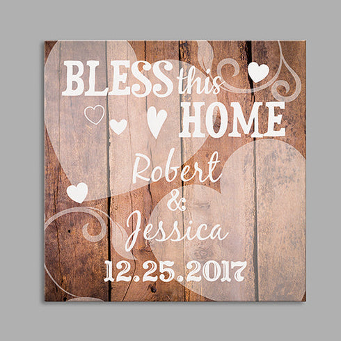 Personalized Bless This Home Wedding Square Canvas - Sunny Jar Personalized™