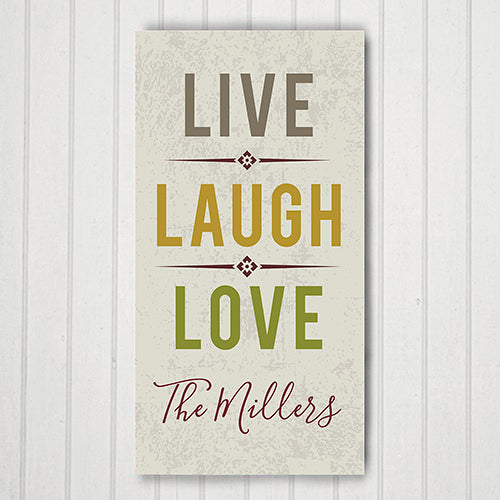 Personalized Live Laugh Love 8x14 Canvas - Sunny Jar Personalized™