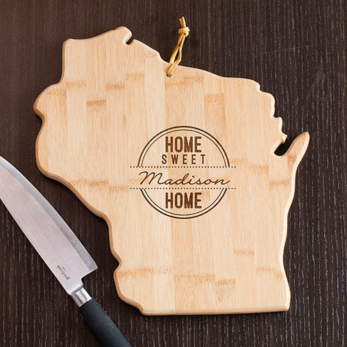 Personalized Home Sweet Home Wisconsin State Cutting Board - Sunny Jar Personalized™