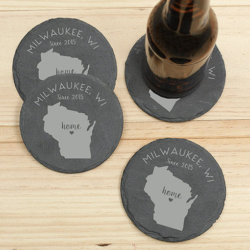 Personalized Home State Slate Coaster Set - Sunny Jar Personalized™