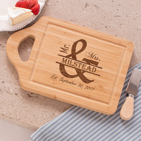 Engraved Mr. and Mrs. Cutting Board - Sunny Jar Personalized™