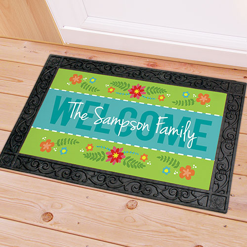 Personalized Spring Welcome Doormat - Sunny Jar Personalized™