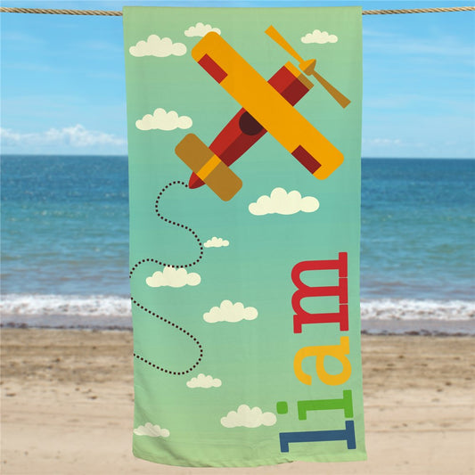 Personalized Airplane Beach Towel - Sunny Jar Personalized™