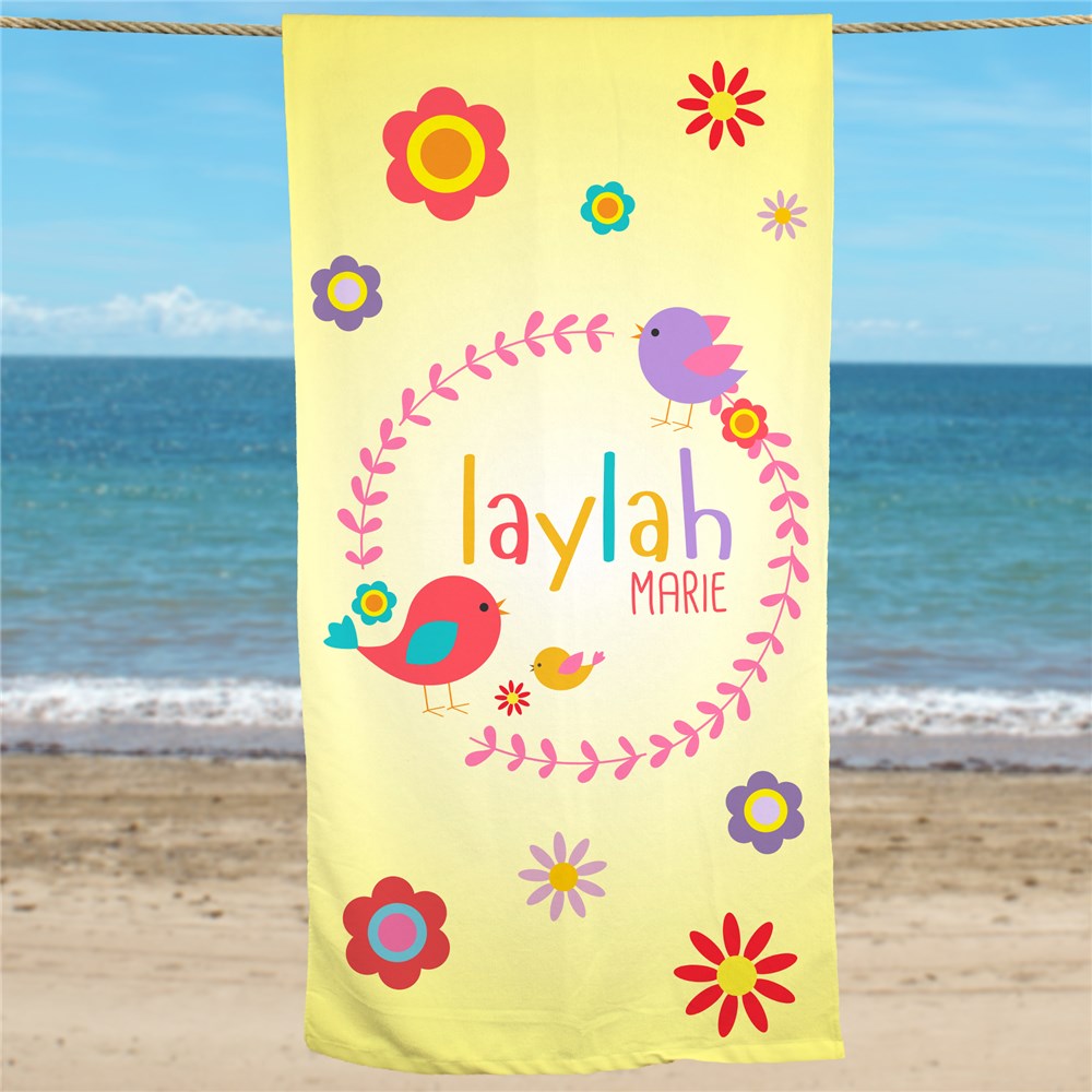 Personalized Flowers Beach Towel - Sunny Jar Personalized™