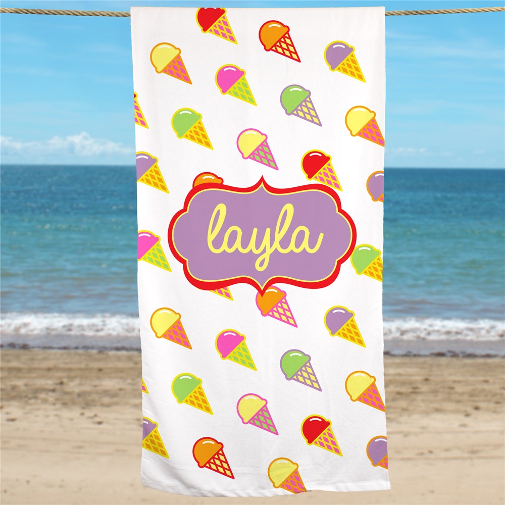 Personalized Ice Cream Beach Towel - Sunny Jar Personalized™