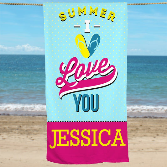 Personalized Love Summer Beach Towel - Sunny Jar Personalized™