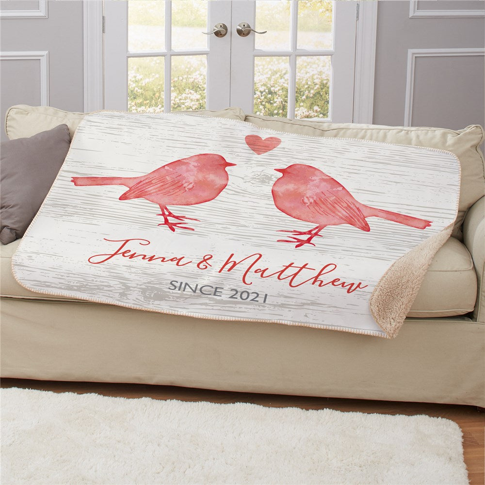 Personalized Love Birds Sherpa Blanket - Sunny Jar Personalized™