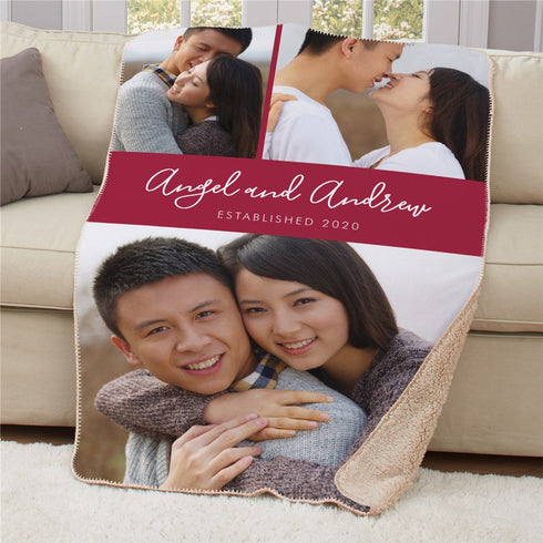 Personalized Couples Established Photo Sherpa Blanket - Sunny Jar Personalized™