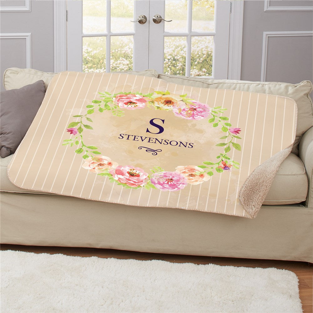 Personalized Floral Spring Sherpa Blanket - Sunny Jar Personalized™