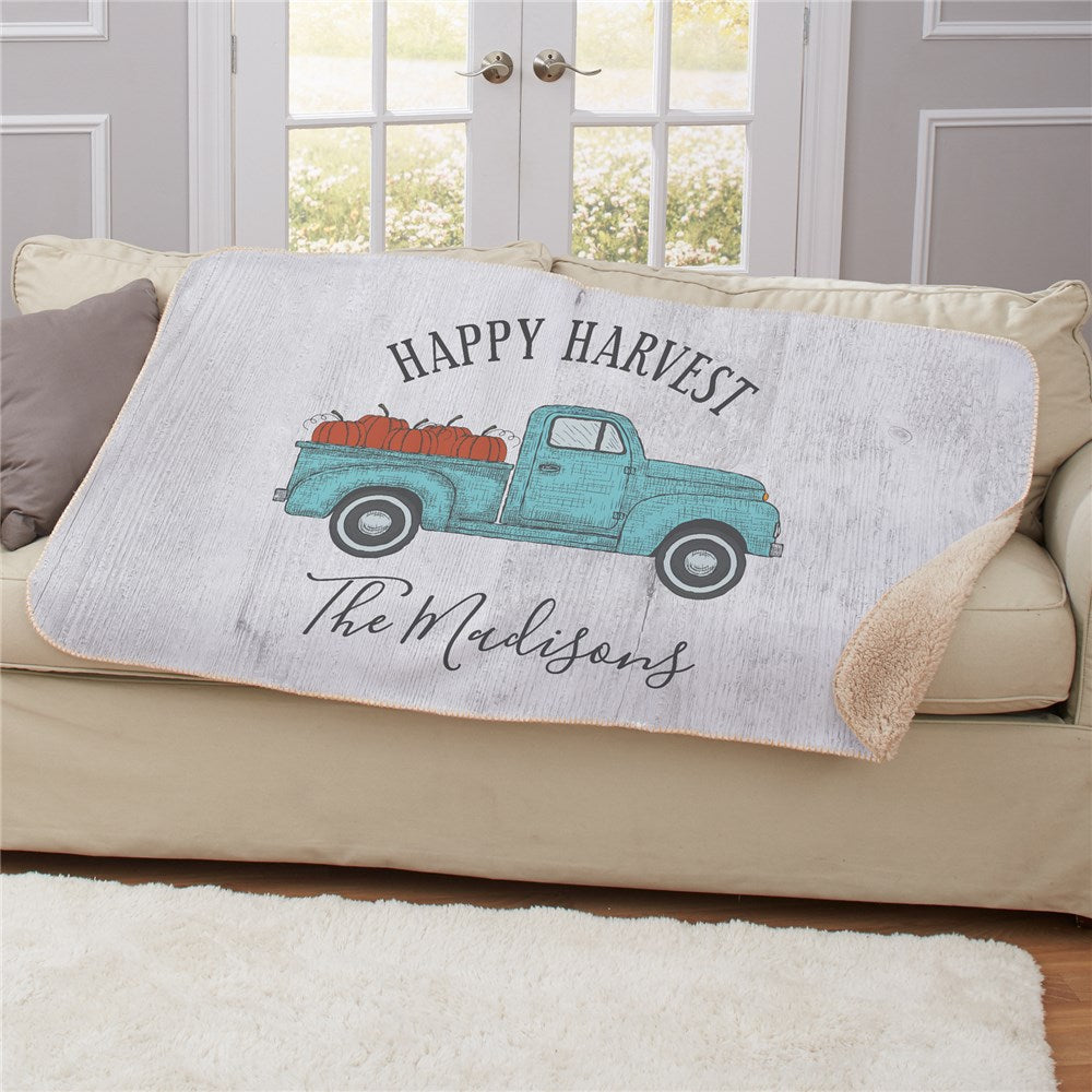 Personalized Happy Harvest Sherpa Throw - Sunny Jar Personalized™