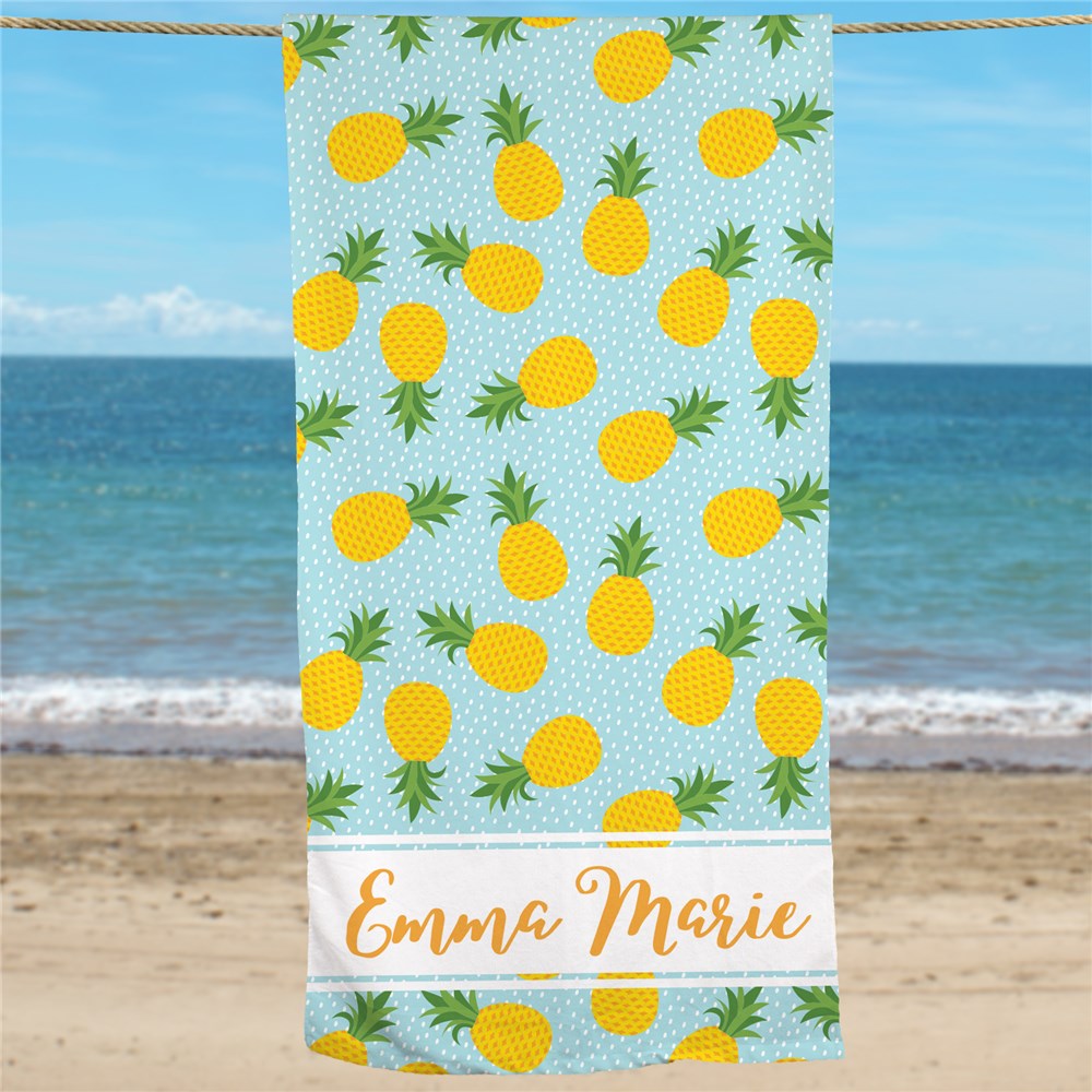 Personalized Pineapple Beach Towel - Sunny Jar Personalized™