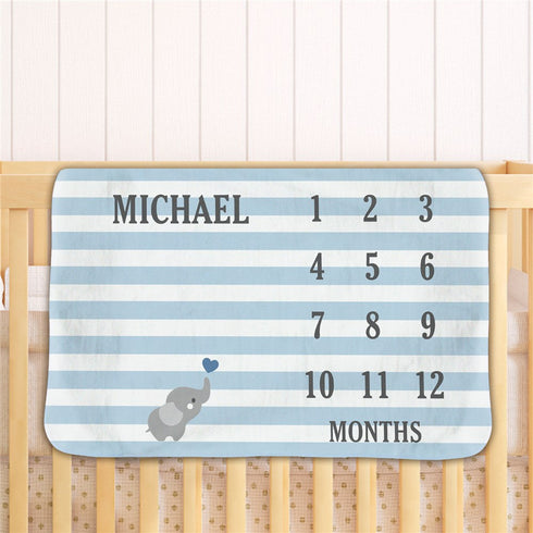 Personalized Elephant Fleece Baby Blanket - Sunny Jar Personalized™