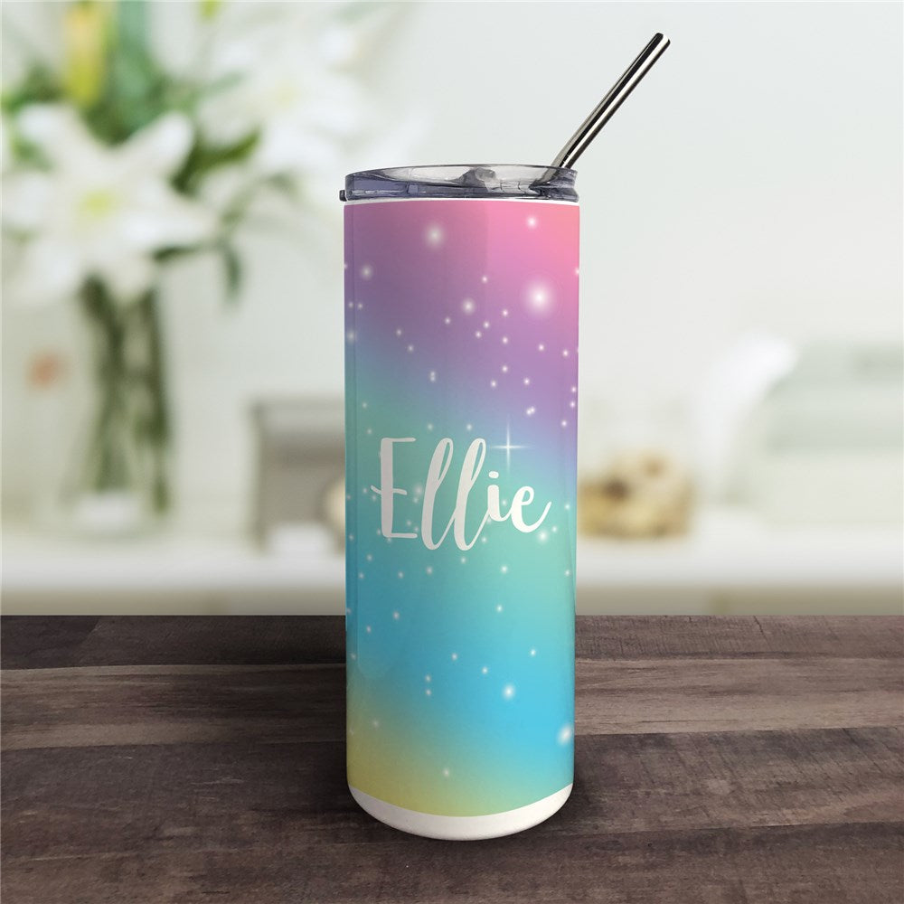 Personalized Rainbow Tumbler with Straw - Sunny Jar Personalized™