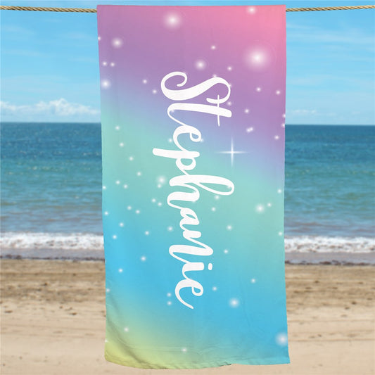 Personalized Rainbow Beach Towel - Sunny Jar Personalized™