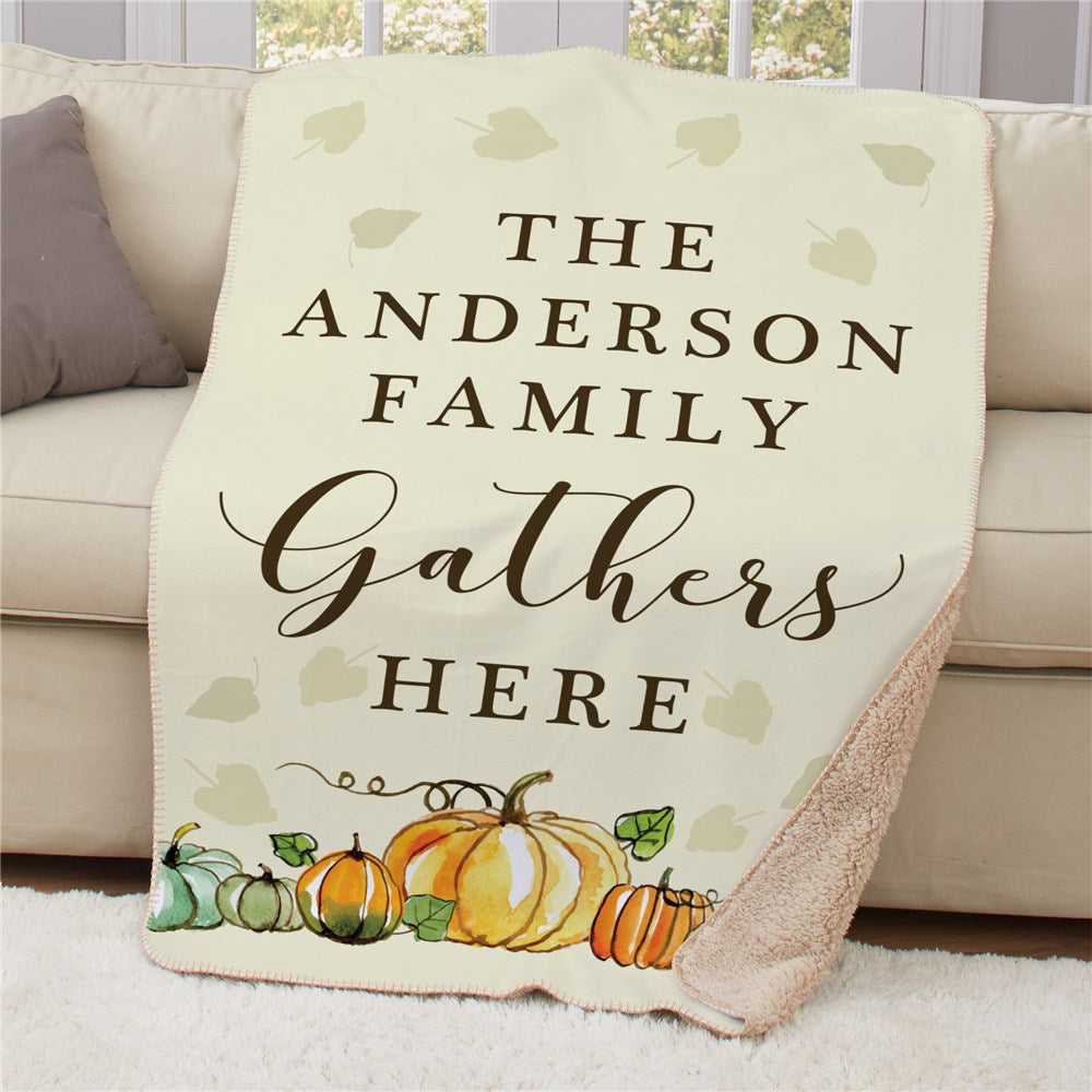 Personalized Fall Pumpkin Sherpa Blanket - Sunny Jar Personalized™