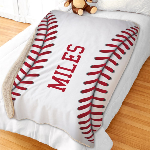 Personalized 50x60 Baseball Sherpa Blanket - Sunny Jar Personalized™